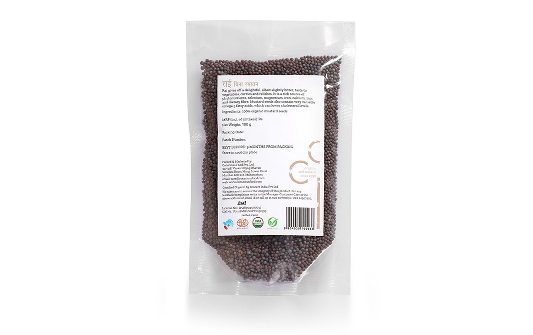 Conscious Food Mustard Seeds Rai Organic   Pack  100 grams
